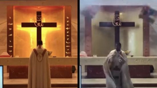 Szentmisét mutatott be az atya a robbanáskor + videó