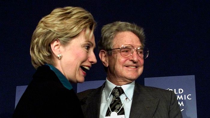 HILLARY CLINTON AND GEORGE SOROS AT WORLD ECONOMIC FORUM.