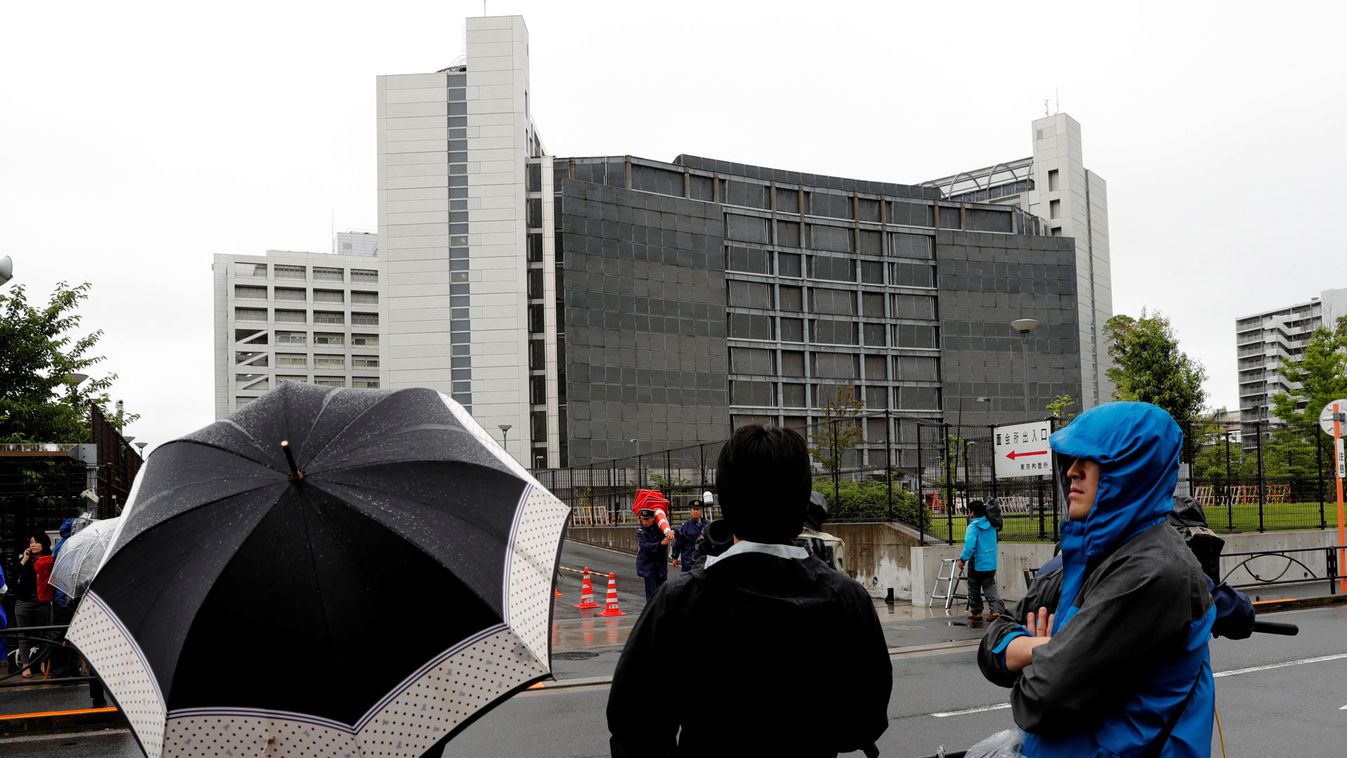 Journalists stand in front of Tokyo Detention Center where former leader of Aum, the Japanese doomsday cult, Chizuo Matsumoto, who went by the name Shoko Asahara, was executed, in Tokyo