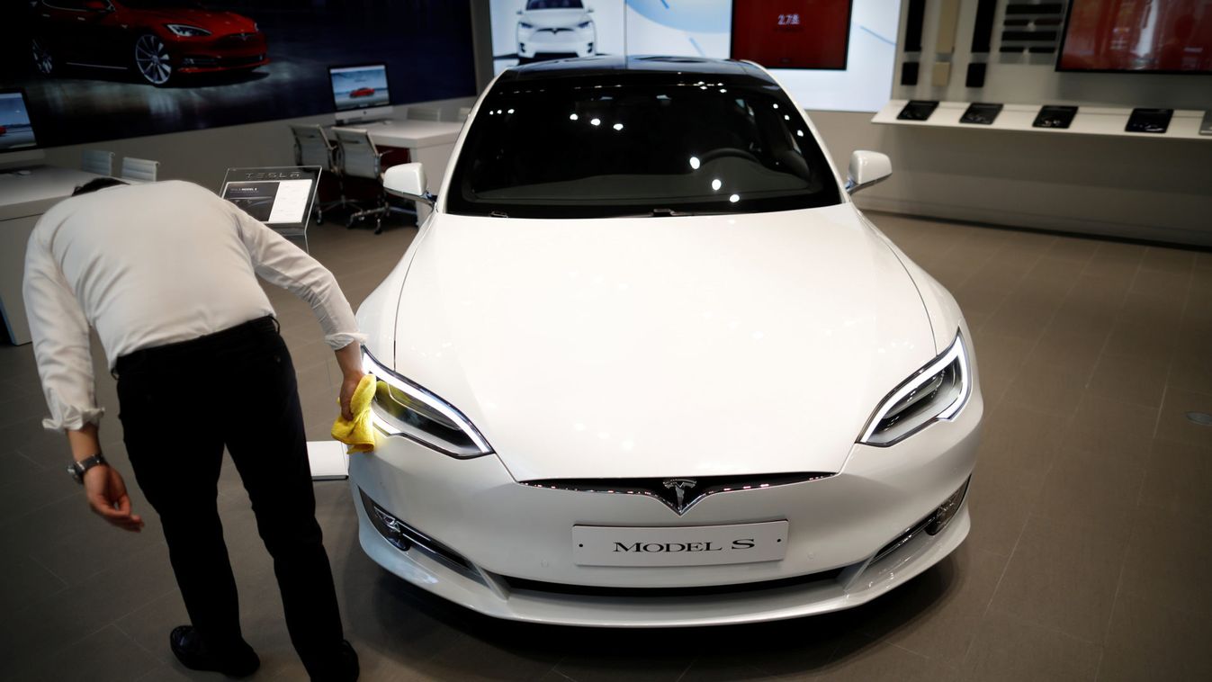 A Tesla Model S electric car is seen at its dealership in Seoul