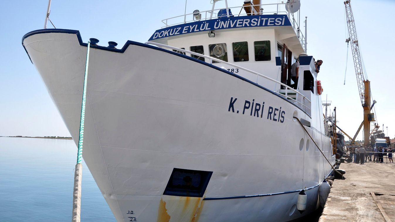 Turkish seismic research vessel, the Piri Reis, is seen docked in the port of Famagusta in eastern Cyprus