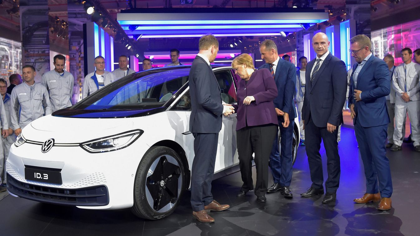 German Chancellor Angela Merkel attends the start of production of a new electric VW ID.3 in Zwickau