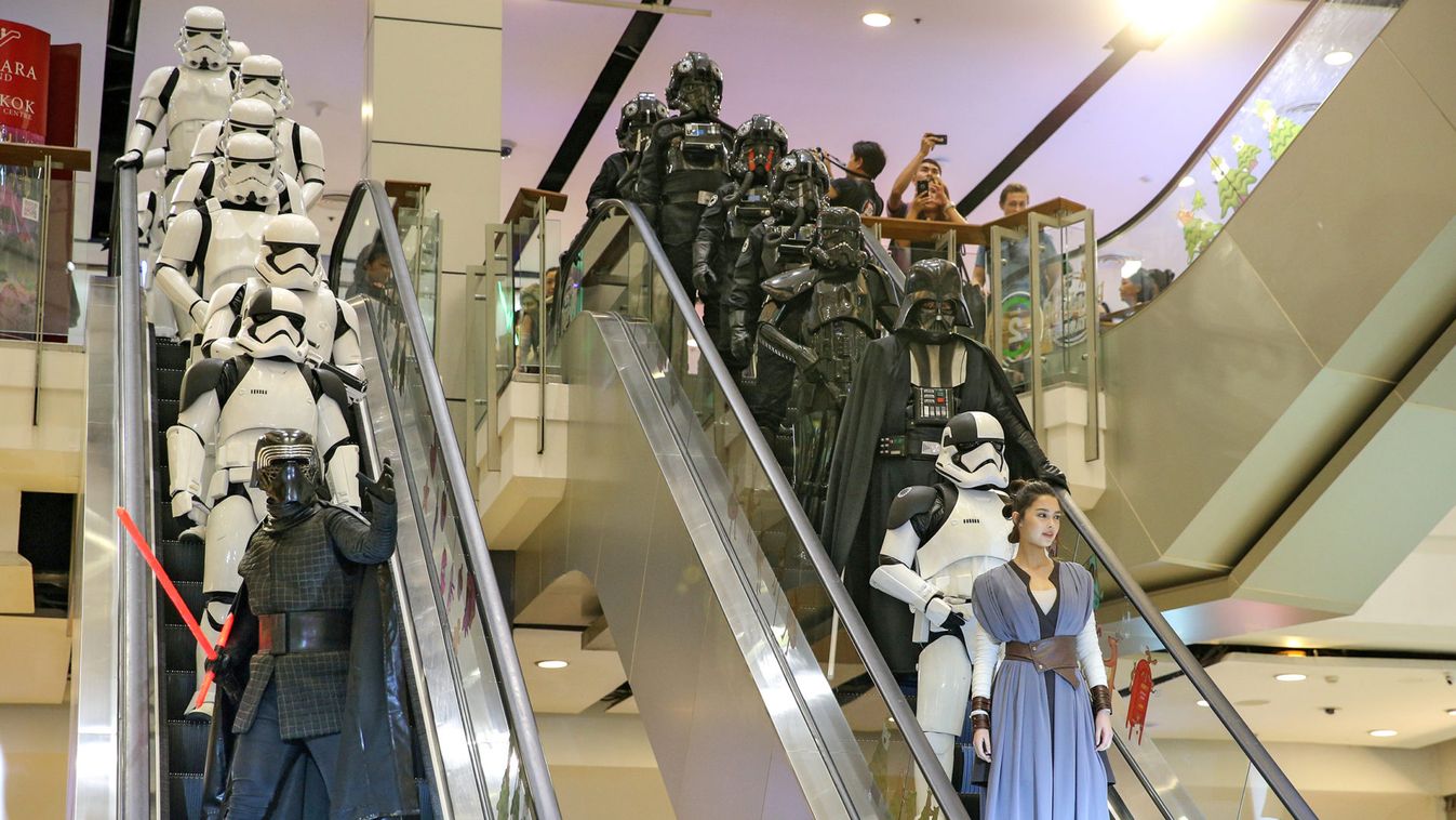 People dressed as characters from  Star Wars take part in an event held for the release of the film 'Star Wars: The Last Jedi' in Bangkok