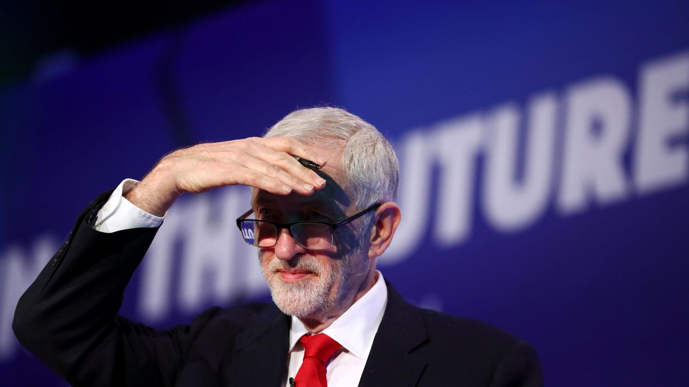 Jeremy Corbyn, leader of the Labour Party, looks on as he gives a speech at the EEF National Manufacturing conference, in London