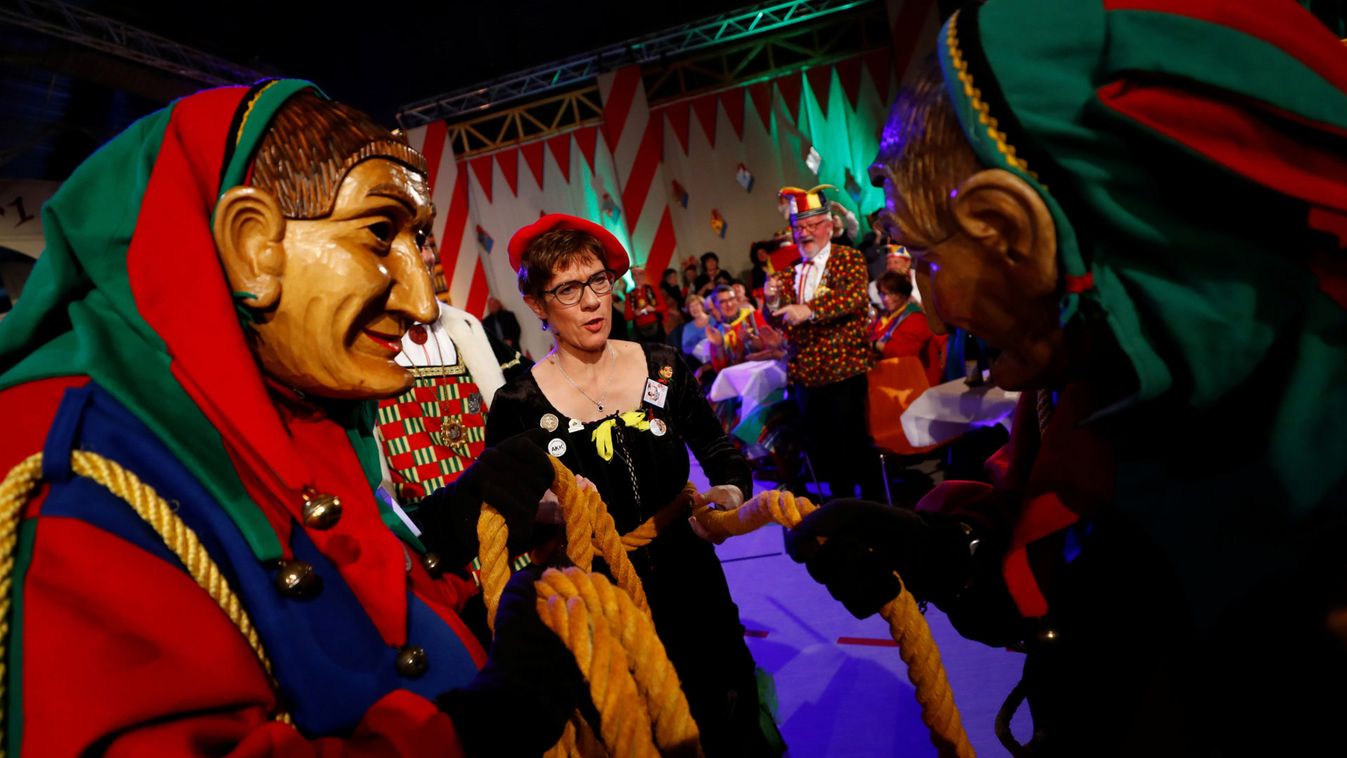 Annegret Kramp-Karrenbauer, leader of Germany's conservative CDU, attends a traditional Black Forest carnival event in Stockach