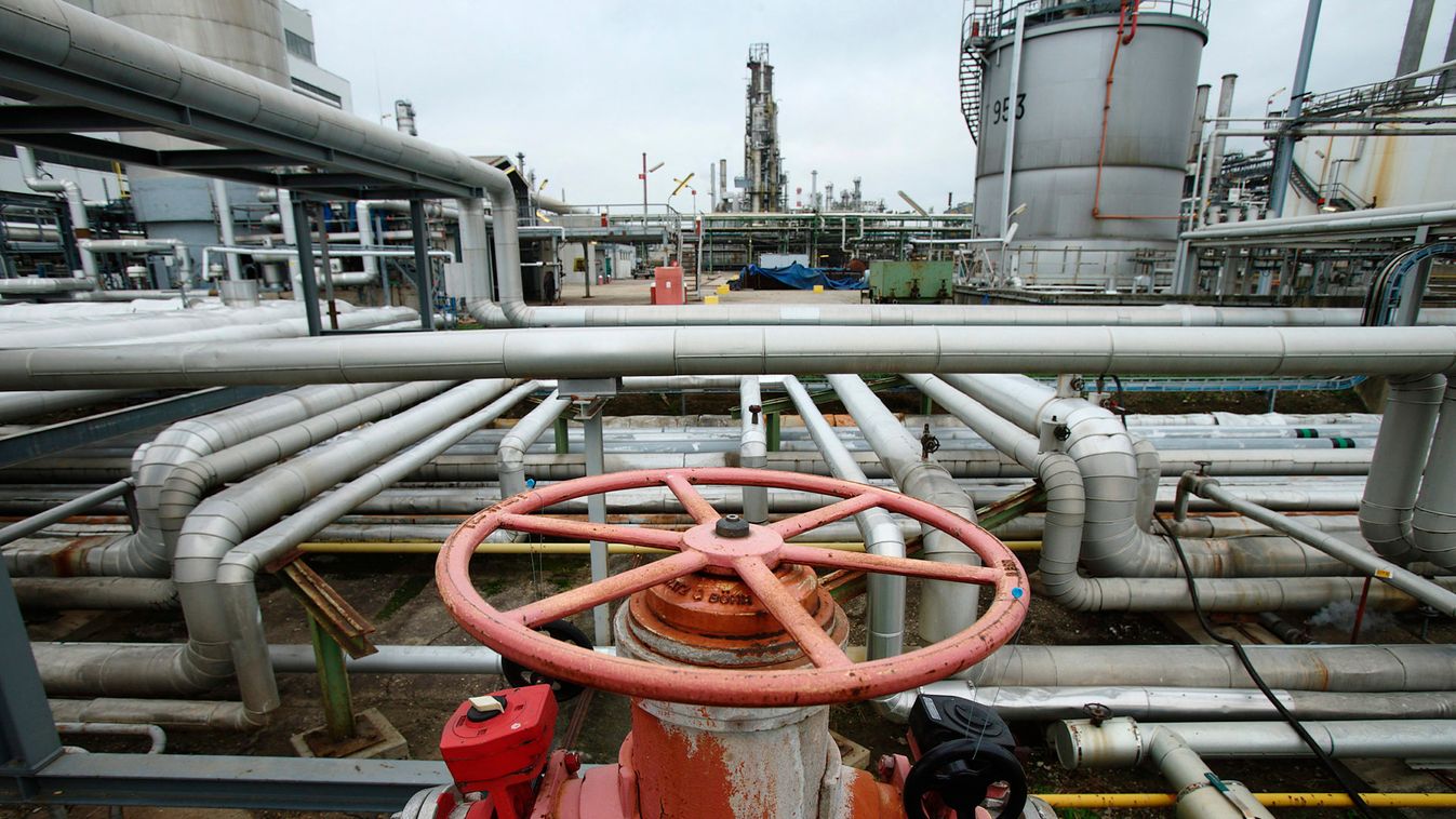 Pipes and valves are pictured at the refinery of Austrian oil and gas group OMV in Schwechat