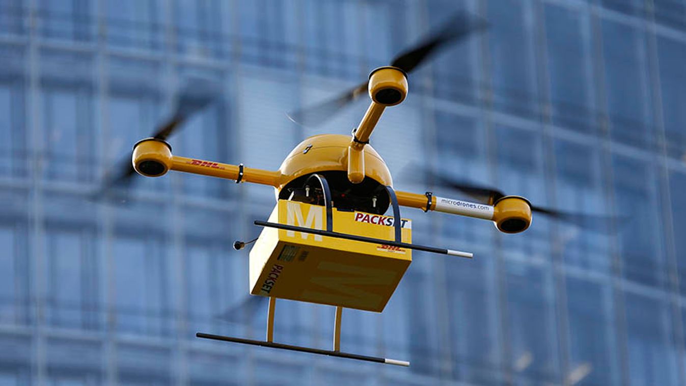 A prototype "parcelcopter" of German postal and logistics group Deutsche Post DHL flies in Bonn