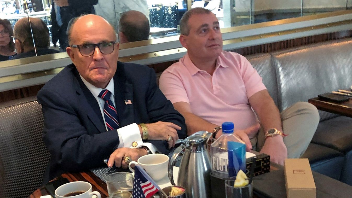 U.S. President Trump's lawyer Rudy Giuliani has coffee with Russian born businessman Parnas at Trump Hotel in Washington