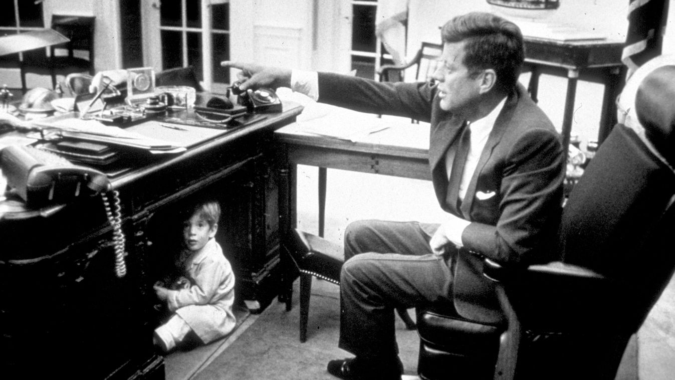 John Kennedy Jr. playing in the Oval Office