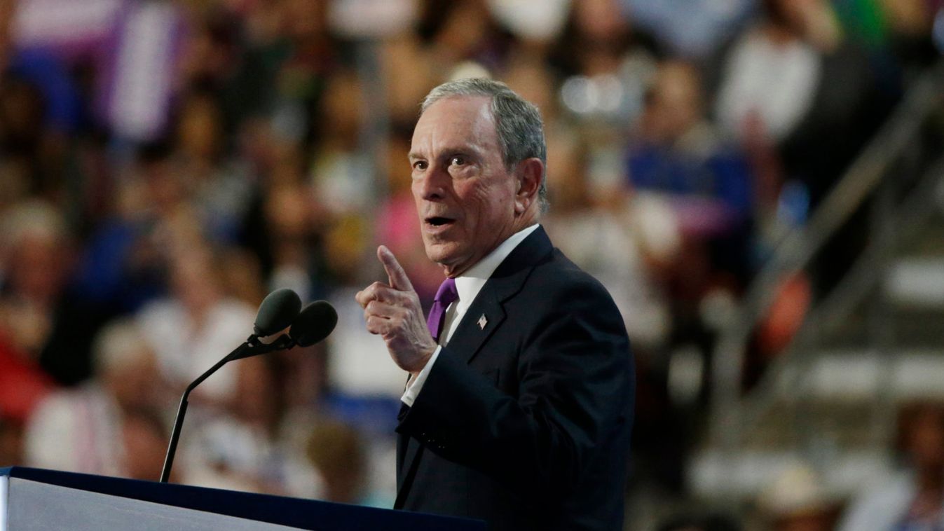 Former New York Mayor Michael Bloomberg speaks at the Democratic National Convention in Philadelphia, Pennsylvania