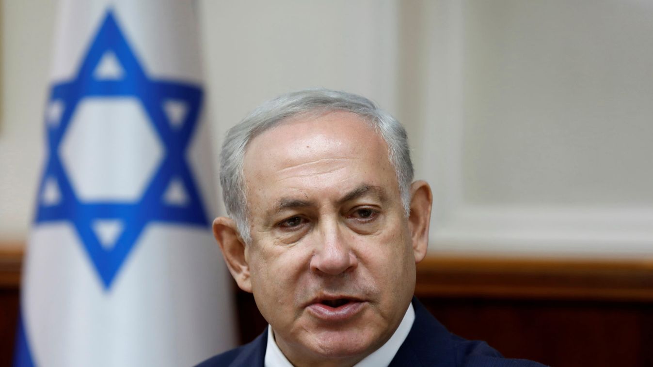 Israeli PM Netanyahu attends the weekly cabinet meeting at the prime minister's office in Jerusalem