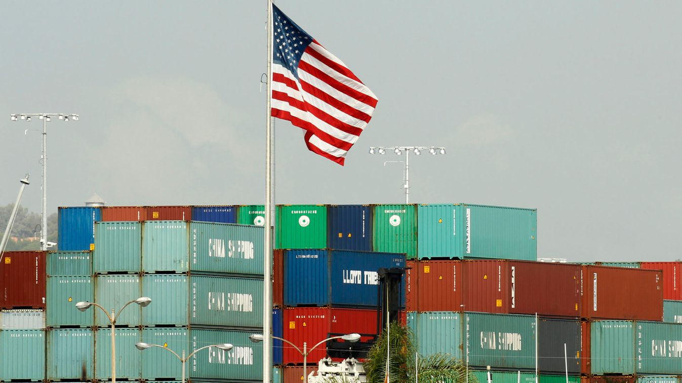 China Shipping containers lie on the dock after being exported to the U.S. in Los Angeles