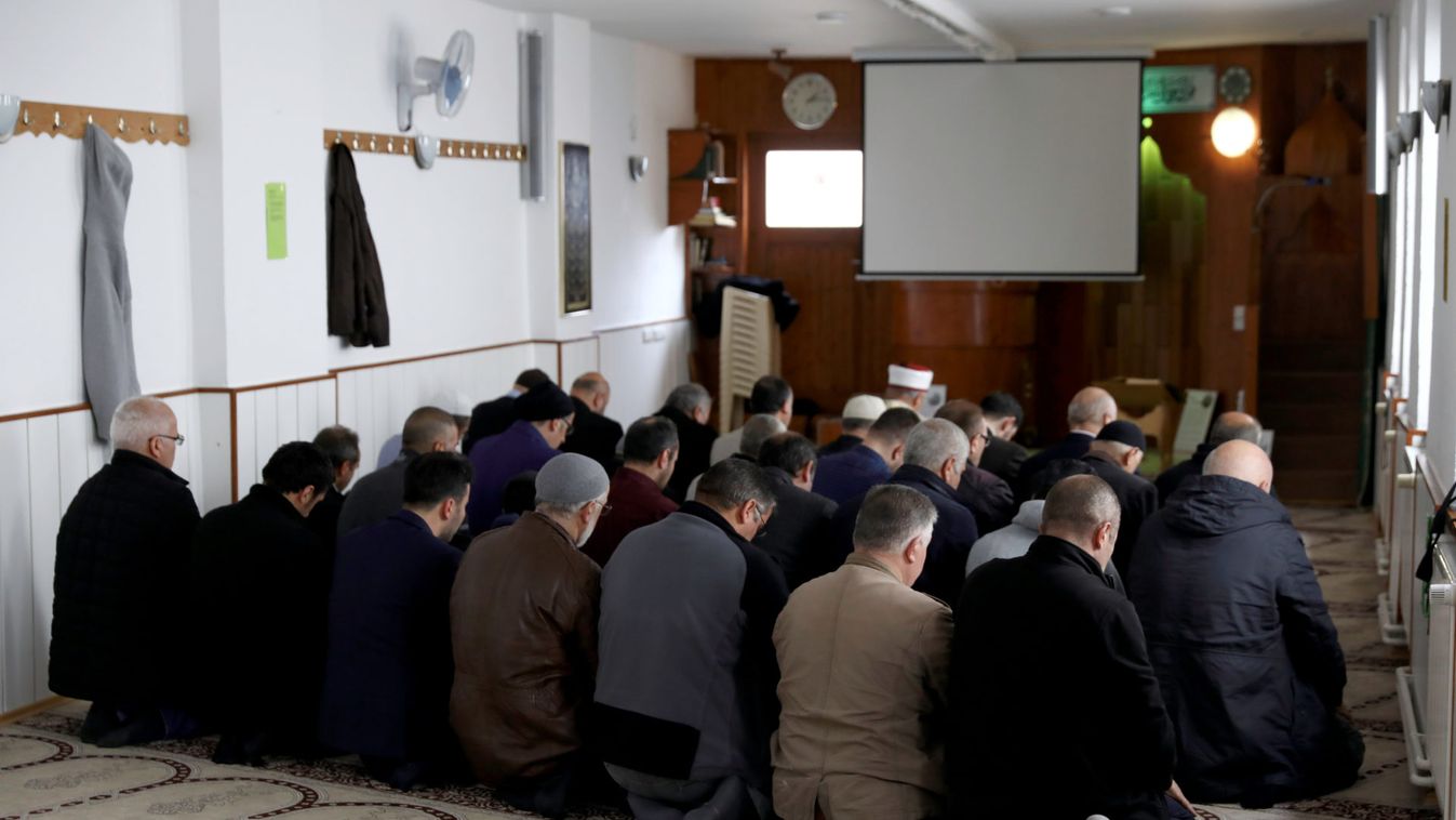 People praying at the Haci Bayram mosque in Berlin