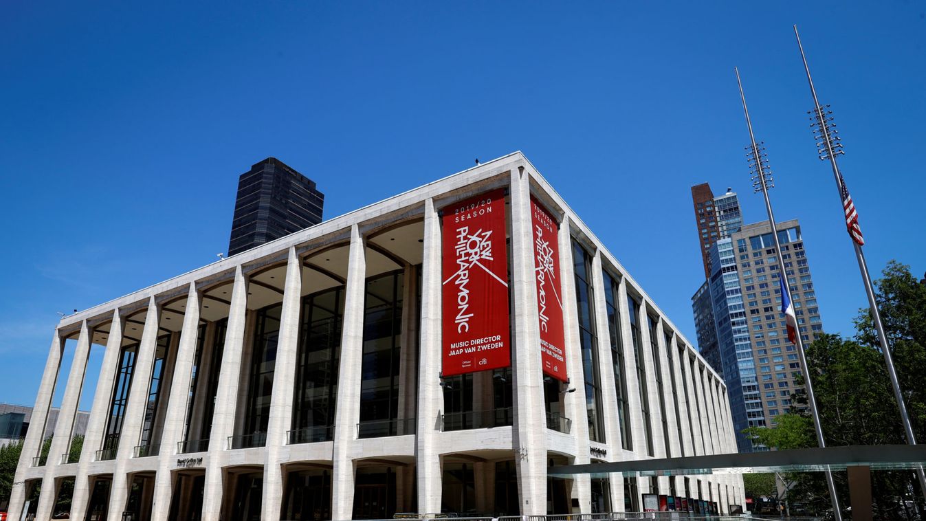 Closed David Geffen Hall, home of New York Philharmonic Orchestra at Lincoln Center during outbreak of the coronavirus disease (COVID-19) in New York