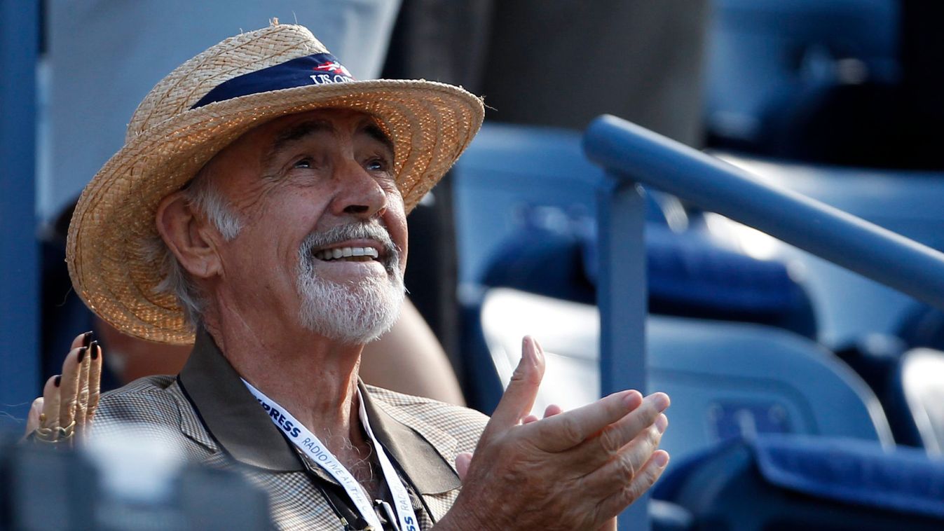 Actor Connery awaits the start of the U.S. Open men's final match between Serbia's Djokovic and Britain's Murray in New York