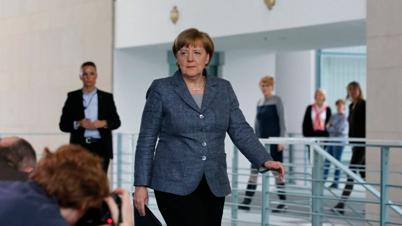 German Chancellor Merkel arrives to give statement on Turkey's request to seek prosecution of German comedian in Berlin