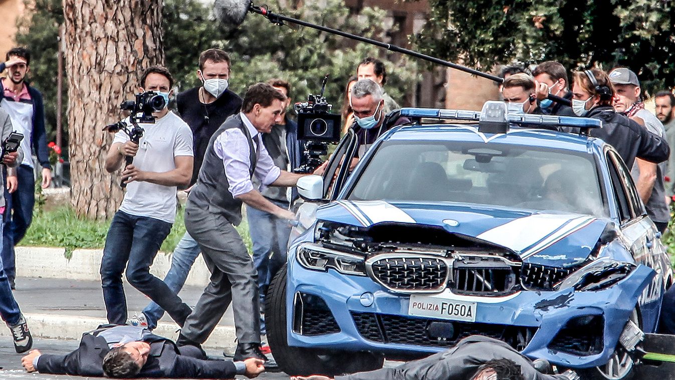ROME Us actor Tom Cruise during the filming of thr movie Mission:Impossible 7- Lybra