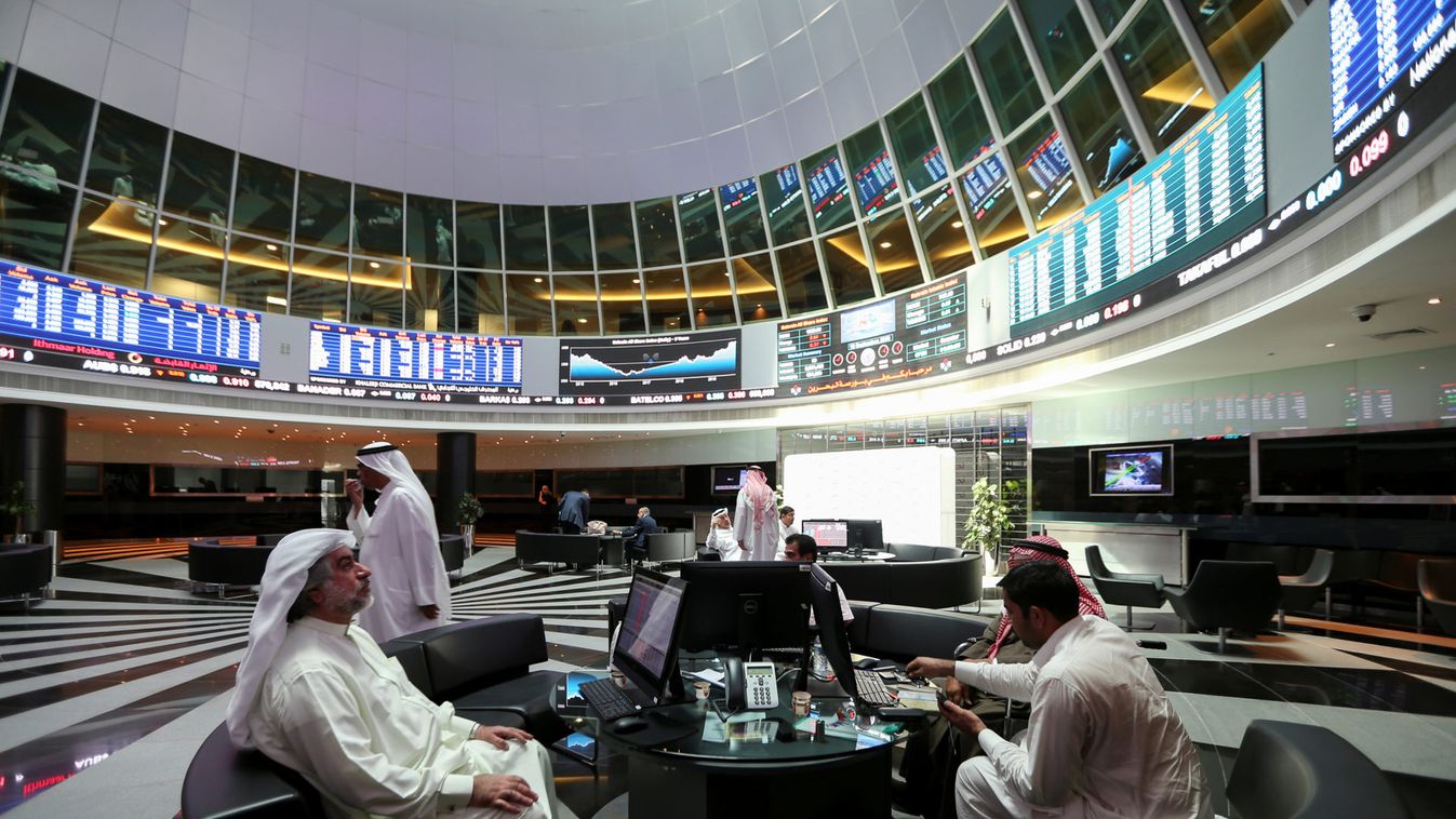 Traders are seen at Bahrain Bourse in Manama