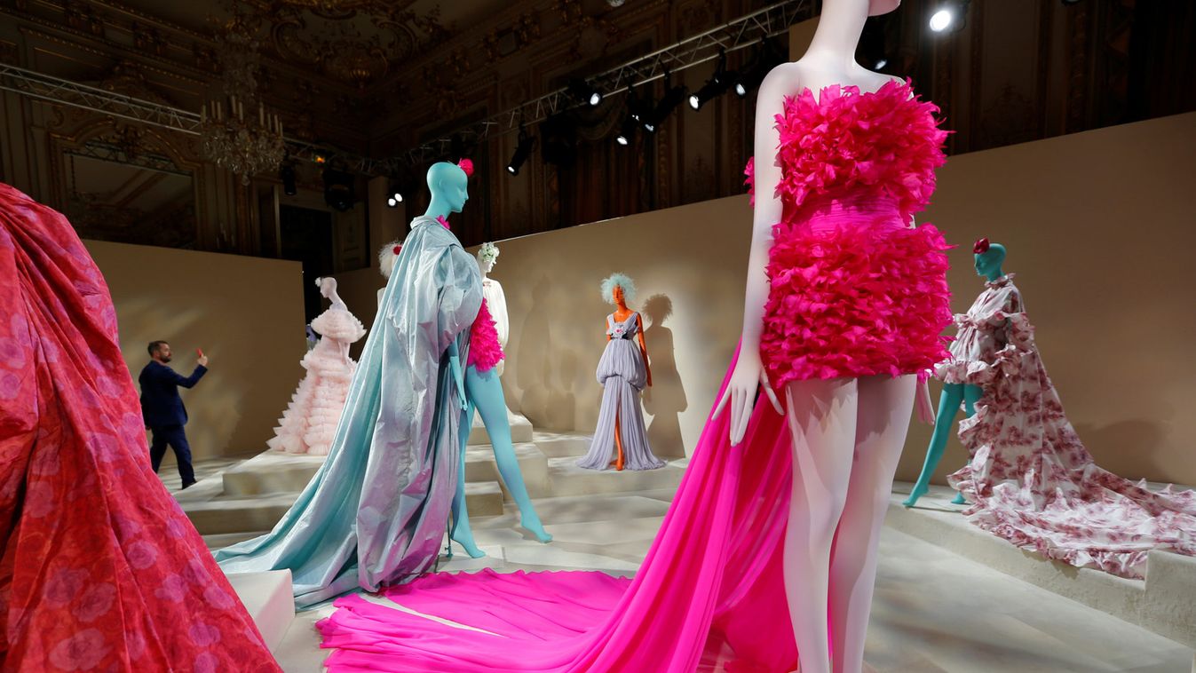 Creations are displayed during an exhibition by designer Giambattista Valli as part of his Haute Couture Fall/Winter 2019/20 collection presentation in Paris