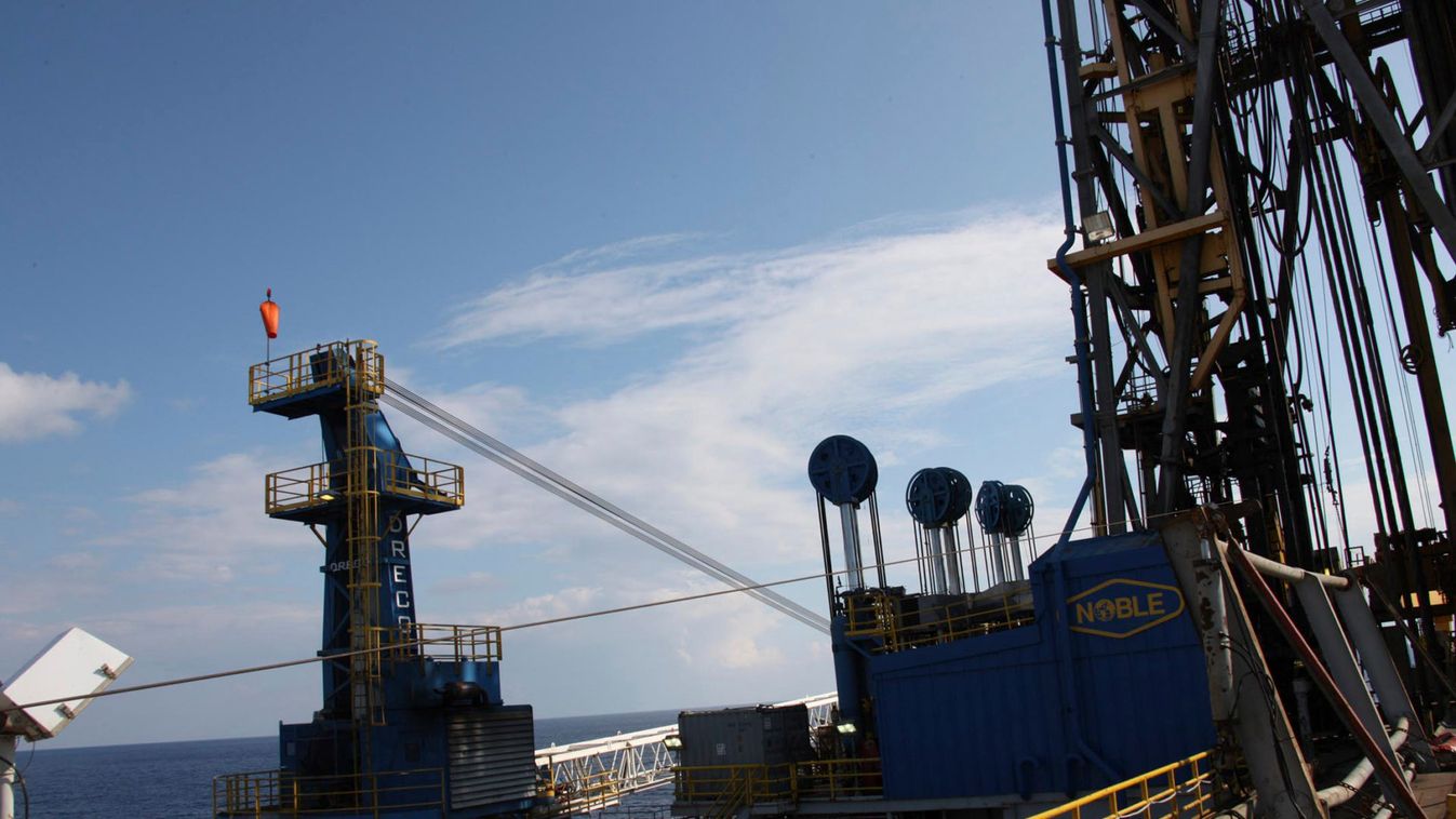 The Homer Ferrington gas drilling rig is seen during President Demetris Christofias' visit in the east Mediterranean, Nicosia