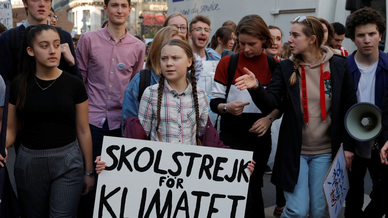Swedish environmental activist Greta Thunberg takes part in a protest claiming for urgent measures to combat climate change in Paris