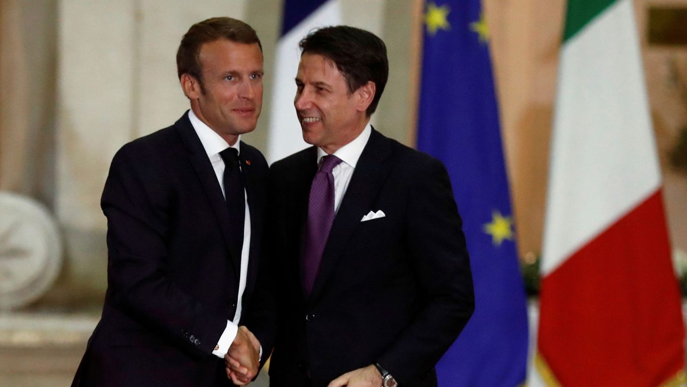 French President Emmanuel Macron and Italian Prime Minister Giuseppe Conte meet in Rome