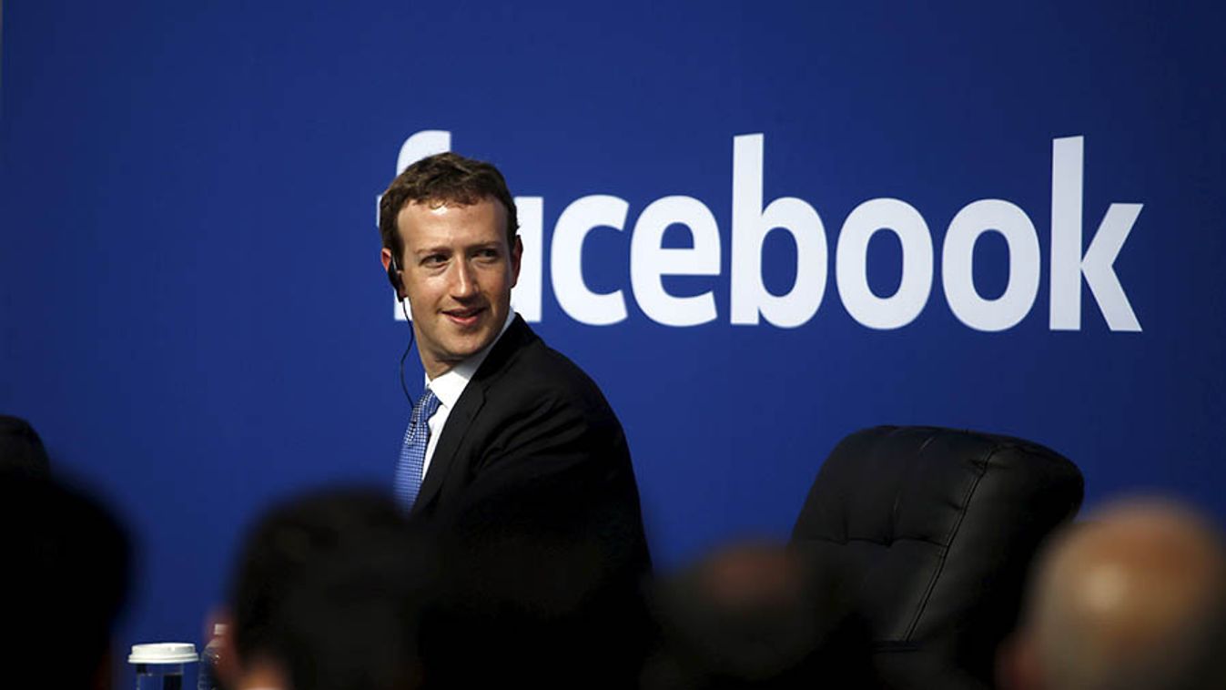 Facebook CEO Mark Zuckerberg is seen on stage during a town hall with Indian Prime Minister Narendra Modi at Facebook's headquarters in Menlo Park, California