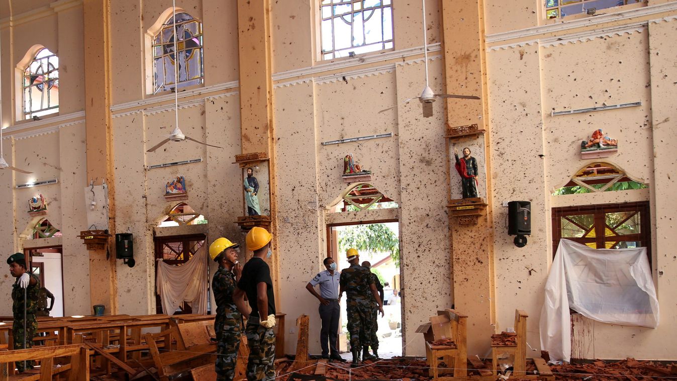 A view of the damage at St. Sebastian Catholic Church in Negombo