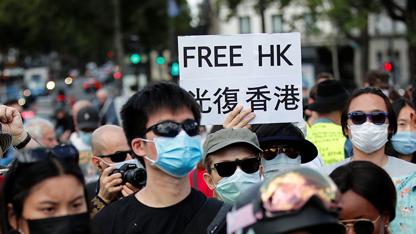 People demonstrate in support of Hong Kong protesters opposed to China's national security law, in Paris