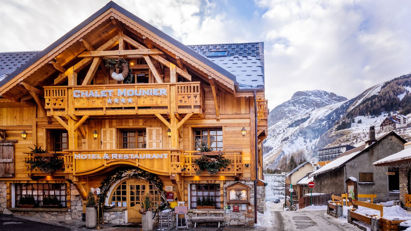 Decorative traditional alpine wooden house and hotel