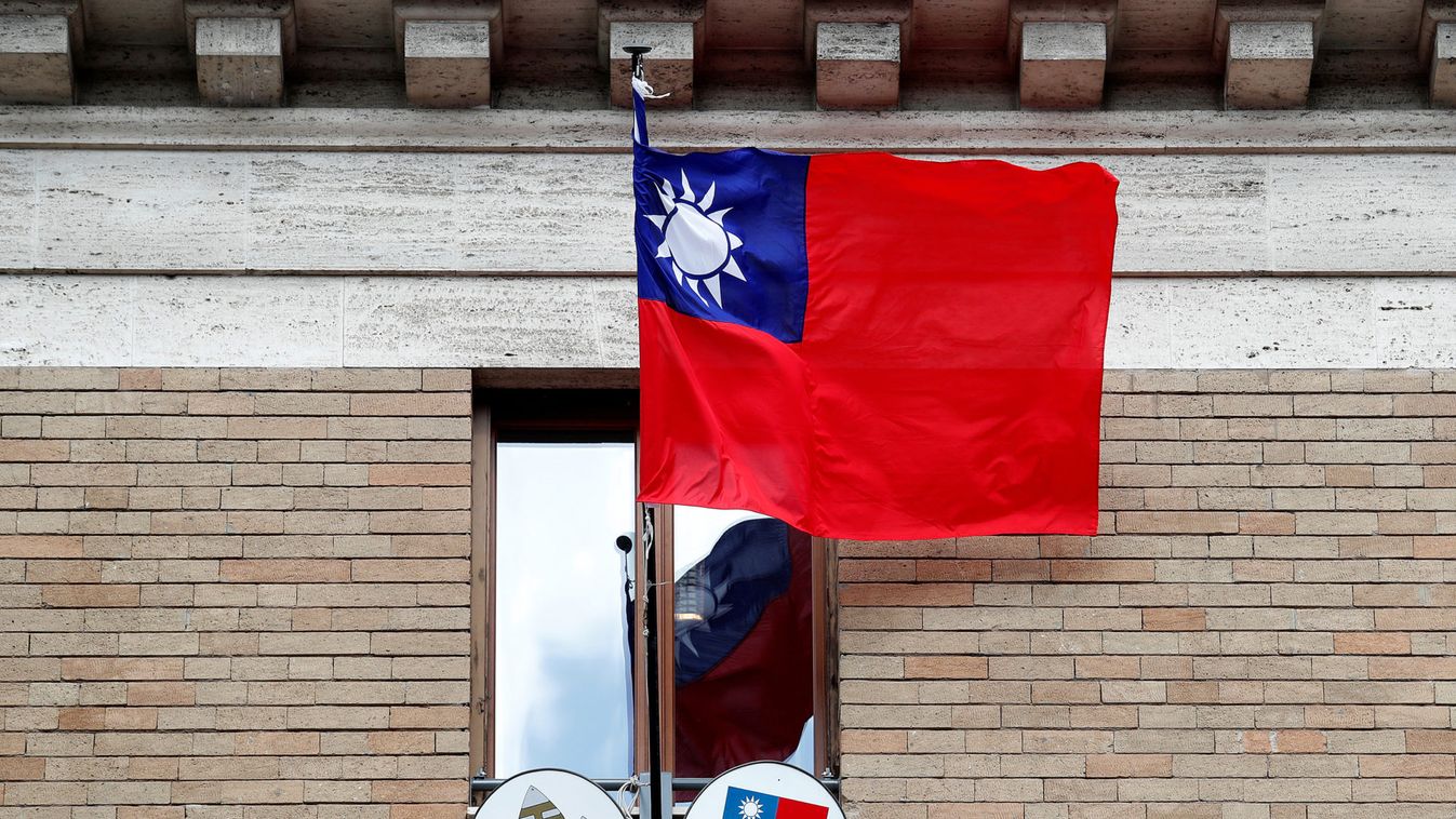 Taiwan's flag waves outside its Embassy to the Holy See, in Rome