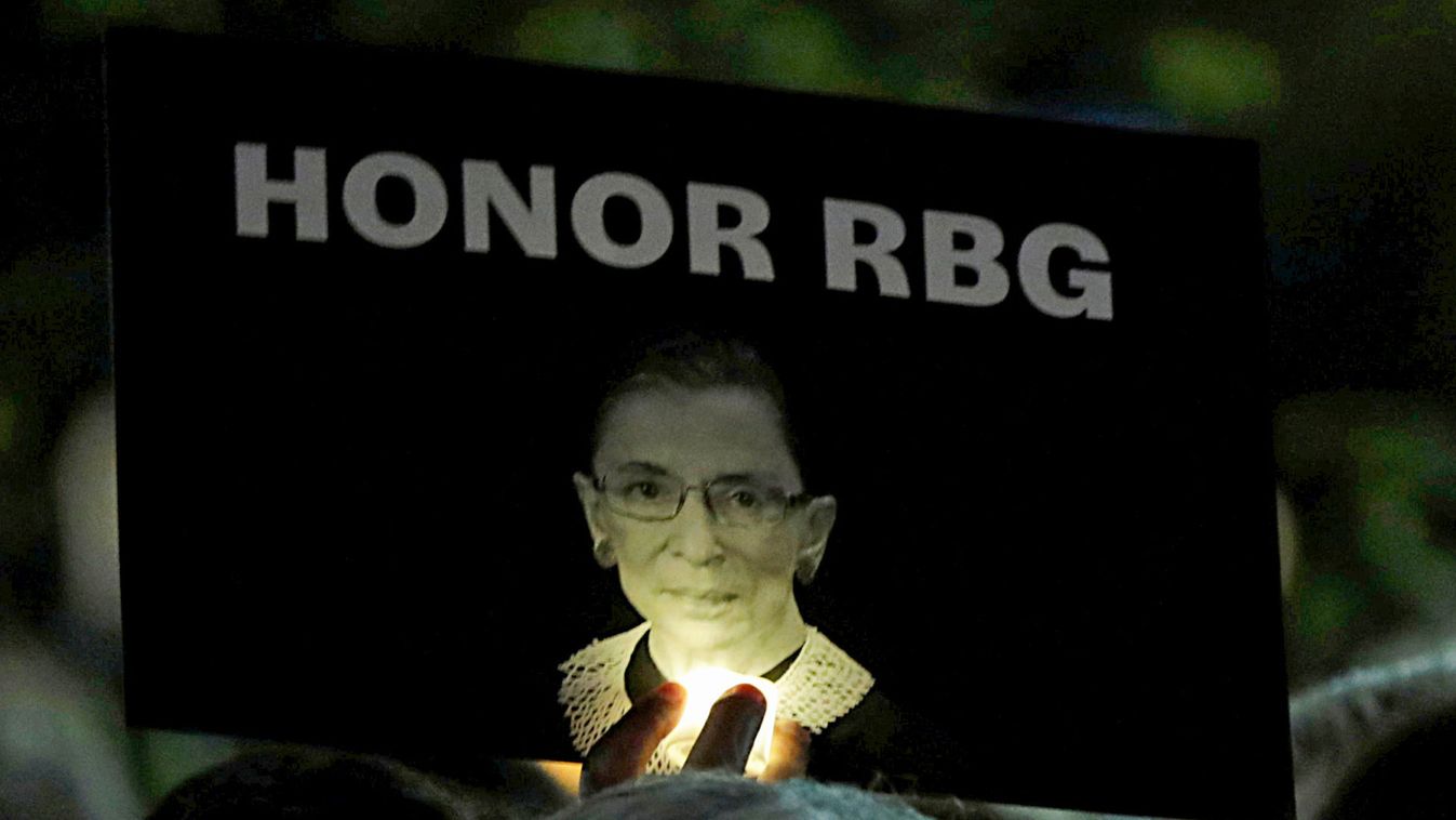 People gather for a vigil following the death of Supreme Court Justice Ruth Bader Ginsburg in Washington