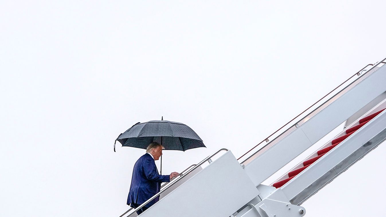 U.S. President Donald Trump boards Air Force One at Joint Base Andrews in Maryland