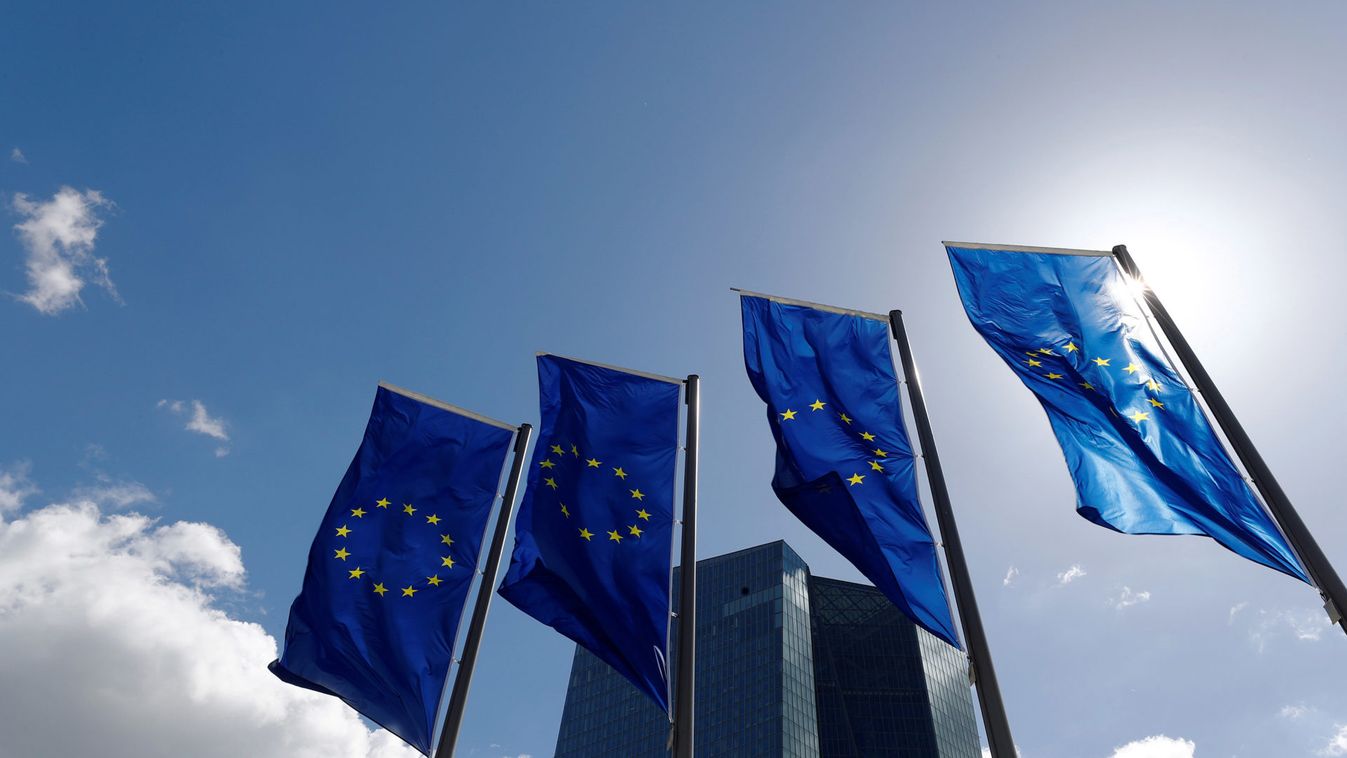 European Union flags flutter outside the European Central Bank (ECB) headquarters in Frankfurt