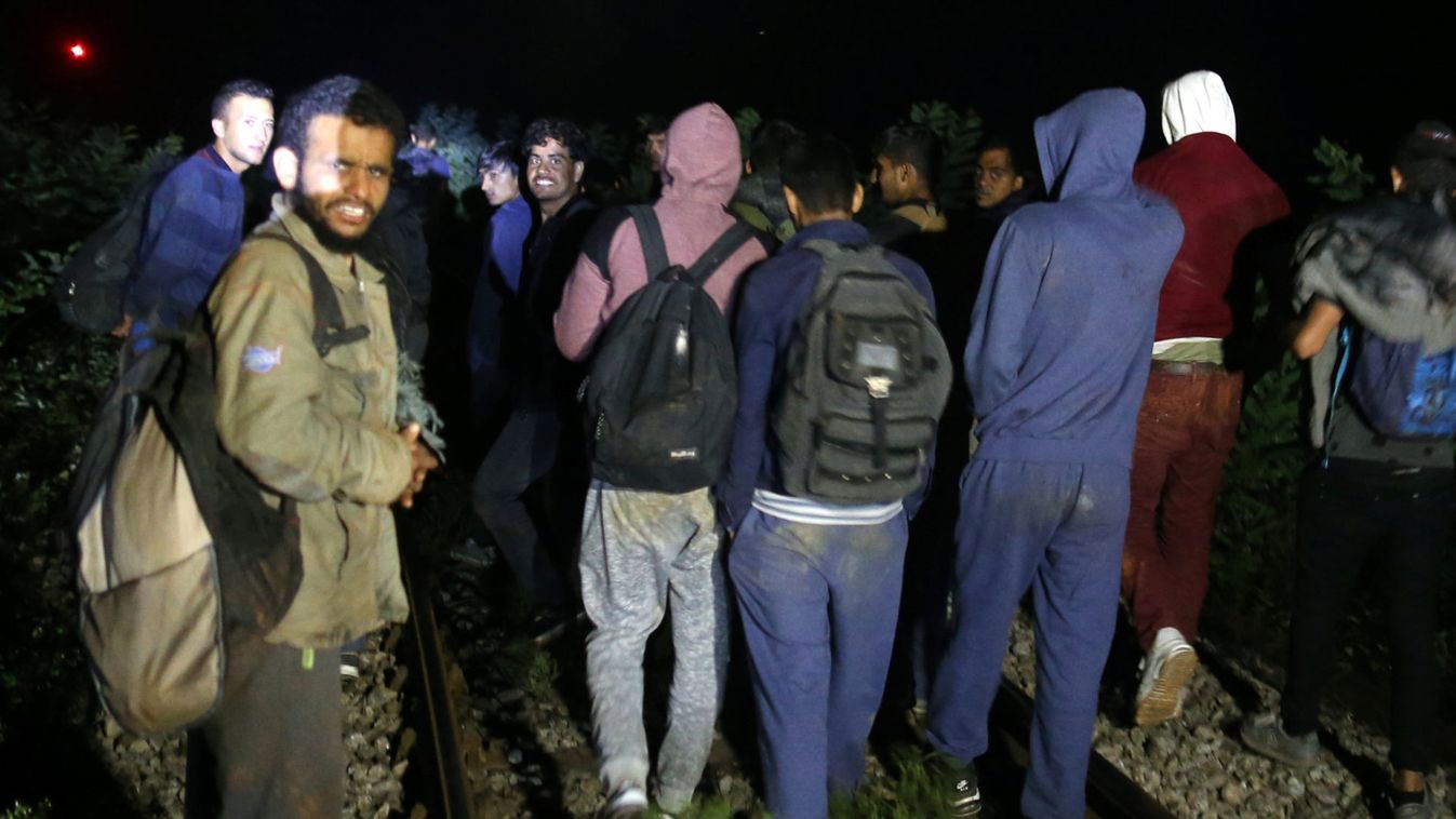 Migrants are stopped by the border police while trying to cross the Bosnian border from Serbia, near Zvornik