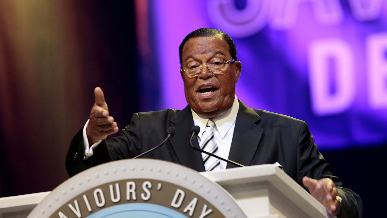 Religious leader Louis Farrakhan gives the keynote speech at the Nation of Islam Saviours' Day national convention in Detroit, Michigan,