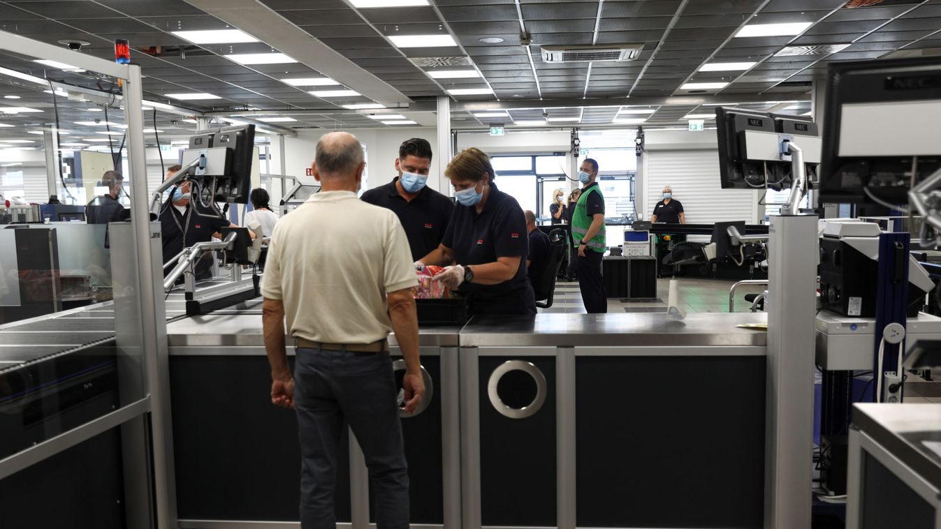 A security check is pictured in the former Berlin Schoenefeld airport