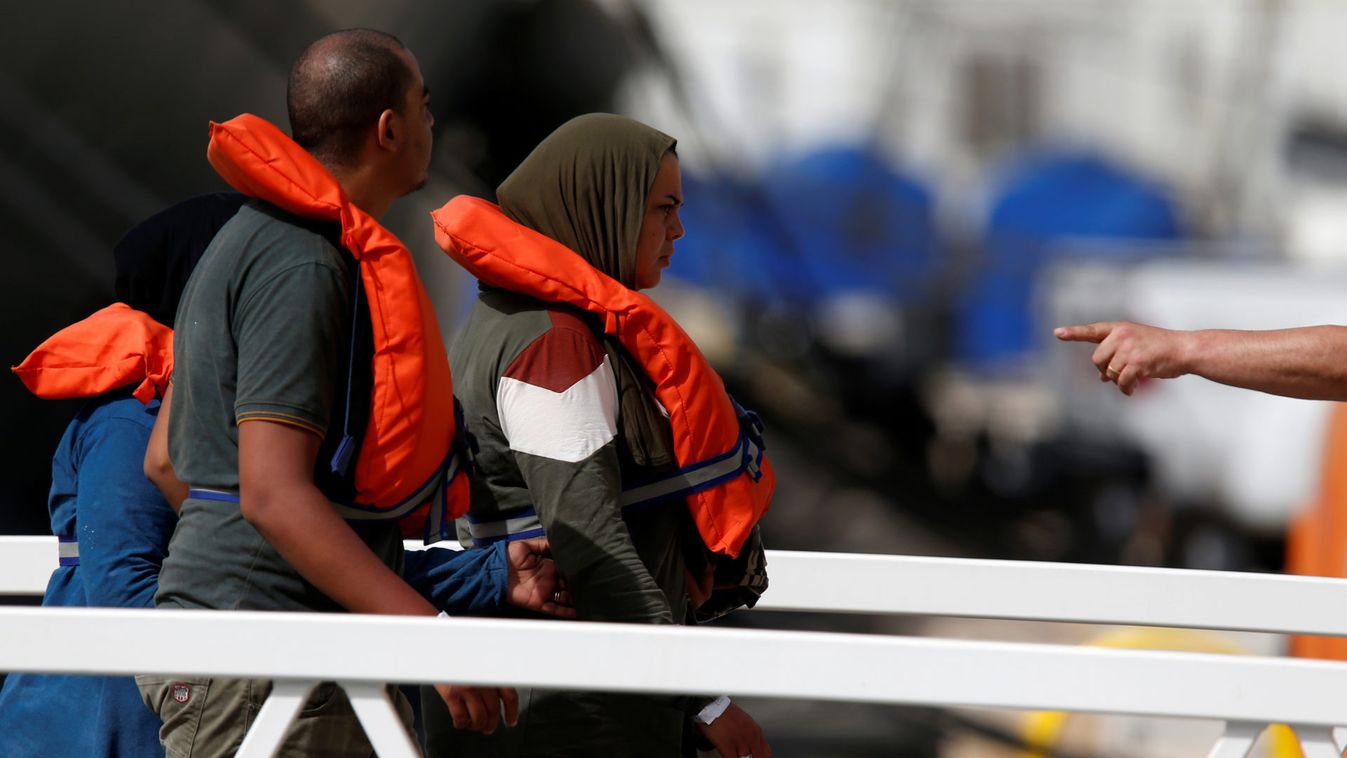 Migrants from the German rescue ship "Alan Kurdi" disembark in Marsamxett Harbour, Valletta