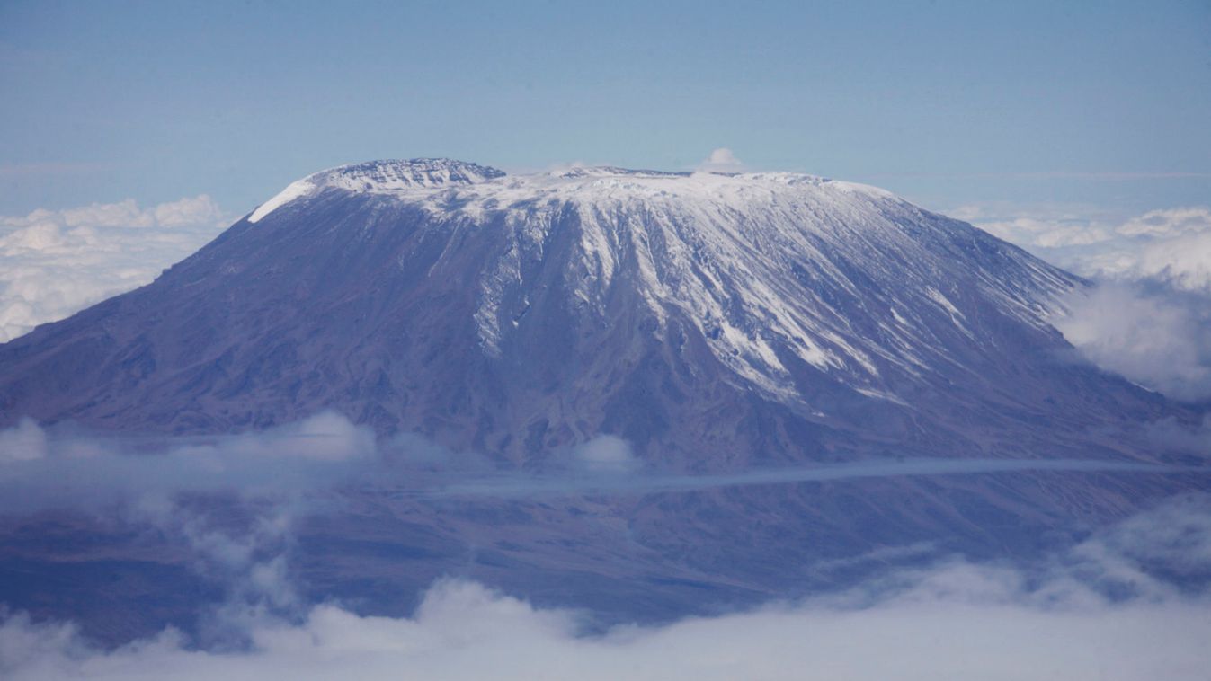 A fresh dusting of snow sits atop mount Kilimanjaro in Tanzania