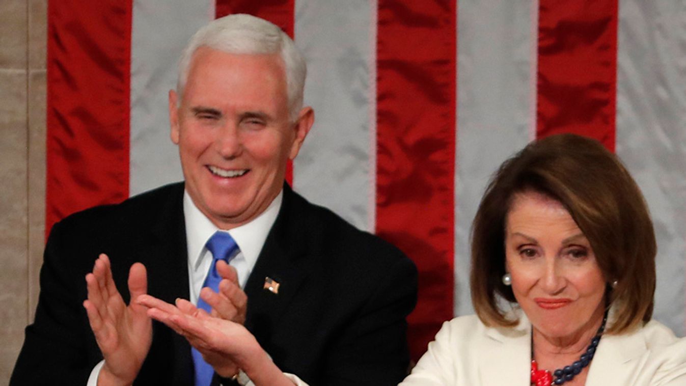 House Speaker Pelosi and Vice President Pence react as as U.S. President Trump delivers his second State of the Union address to a joint session of the U.S. Congress in Washington