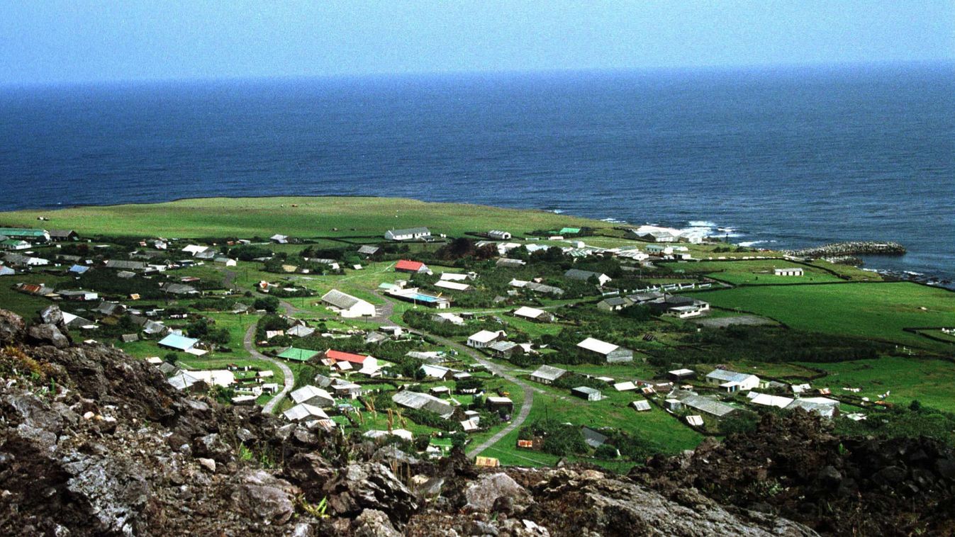 The tiny settlement of Edinburgh of the Seven Seas on the South Atlantic island of Tristan da Cuhna,..