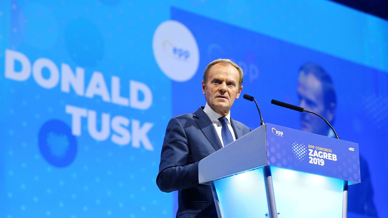 European Council President Donald Tusk speaks during the EPP congress in Arena Zagreb hall in Zagreb