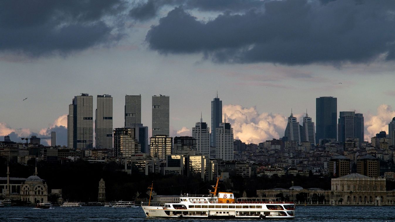 A ferry sails on the Bosphorus in Istanbul