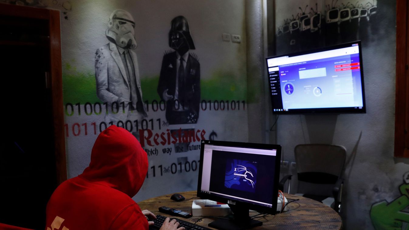A man takes part in a training session at Cybergym, a cyber-warfare training facility backed by the Israel Electric Corporation, at their training center in Hadera, Israel