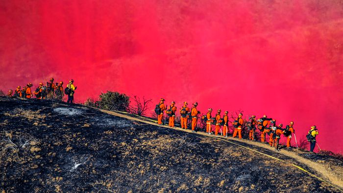 Cal Fire crew battles Bruder fire in South Redlands.