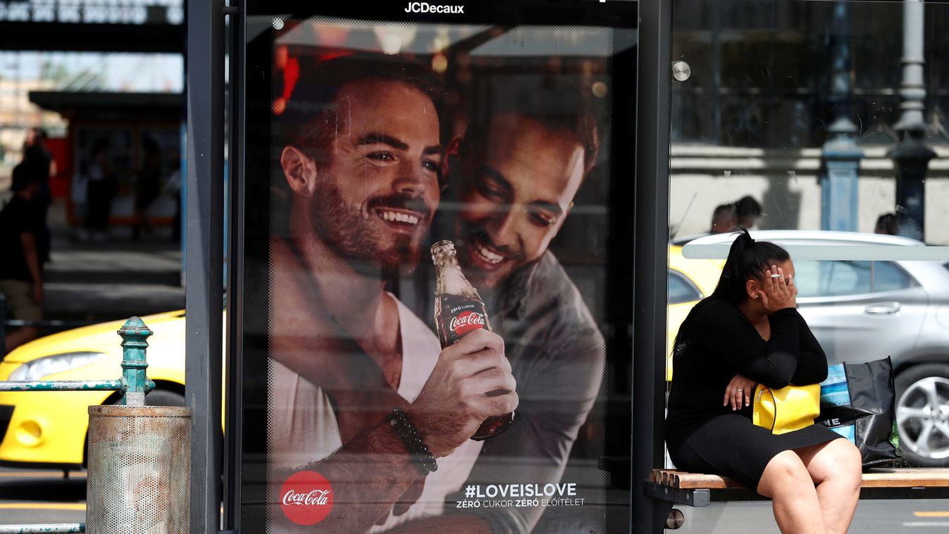A billboard, part of a campaign by Coca-Cola promoting gay acceptance, which has prompted a political backlash is seen in Budapest
