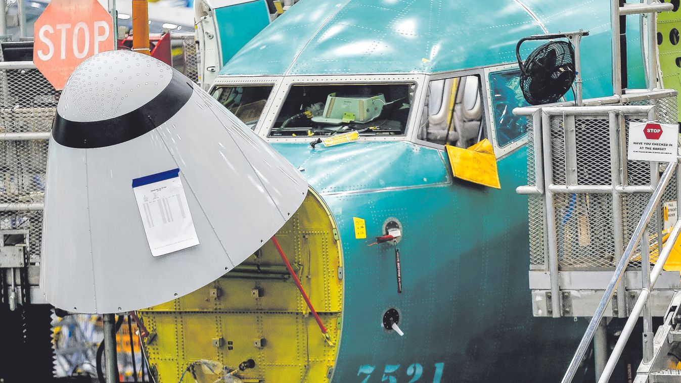 The angle of attack sensor is seen on a 737 Max aircraft at the Boeing factory in Renton