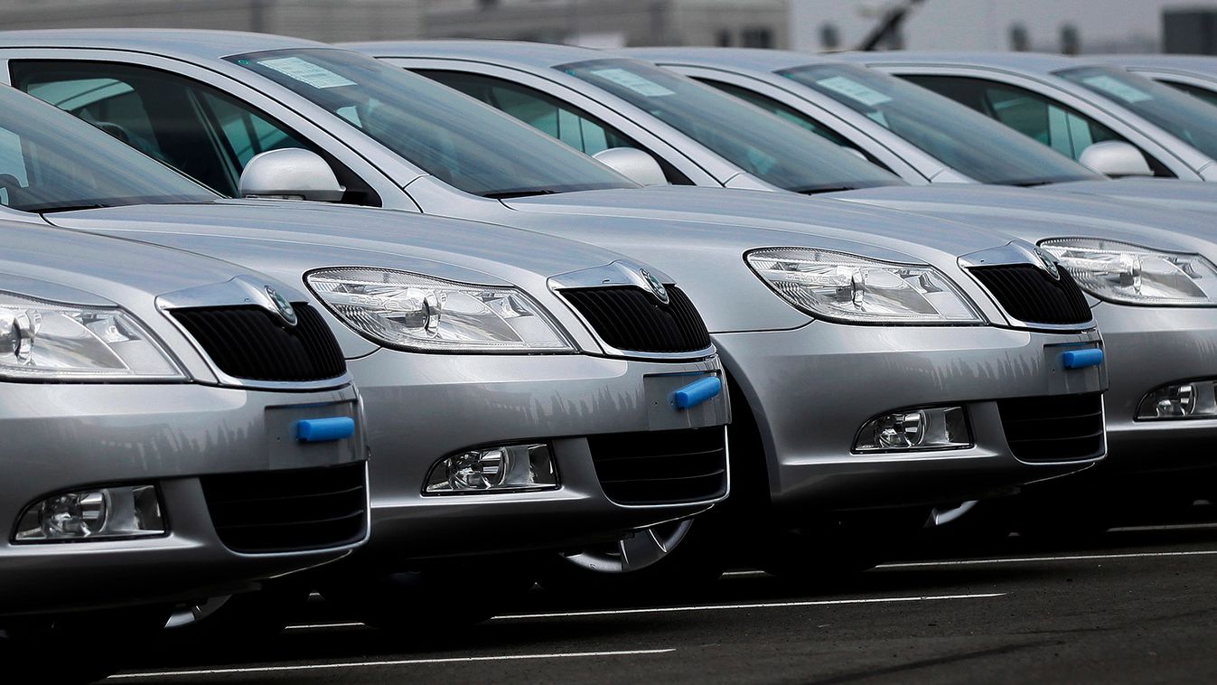 Skoda cars prepared for customers are seen at a factory parking space in Mlada Boleslav