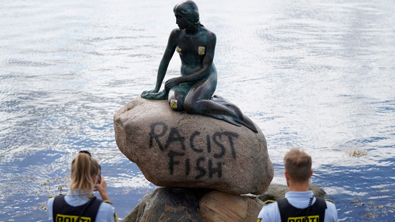 'Racist Fish' message spraypainted on Copenhagen's iconic 'Little Mermaid' statue 