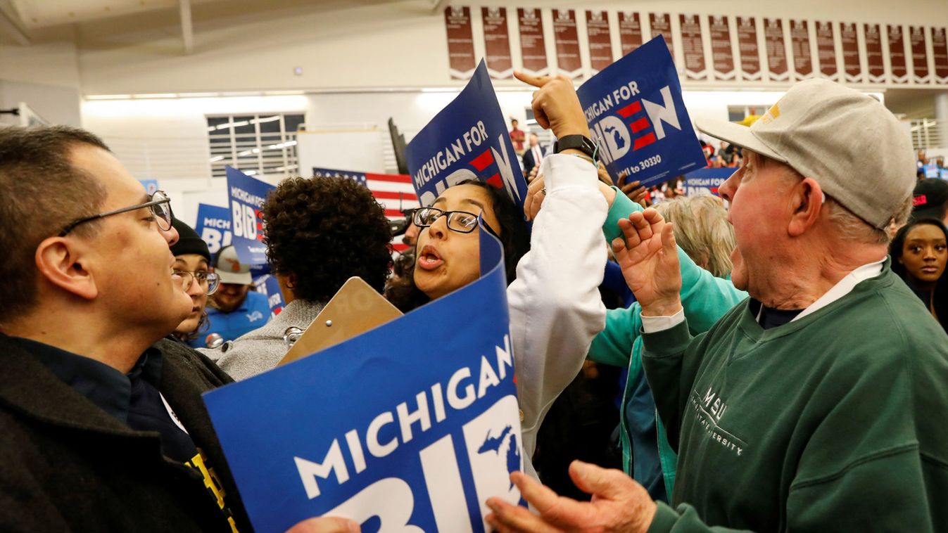Protesters disrupt Democratic U.S. presidential candidate and former Vice President Joe Biden campaign stop in Detroit, Michigan